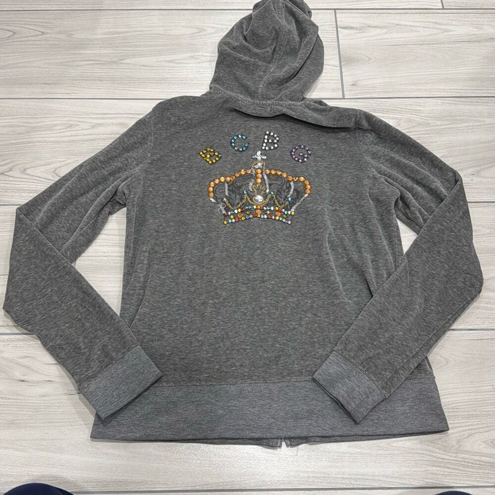 bcbg maxazria gray zip up size medium with a crown jewel detailing sewed on.. su - Picture 4 of 7